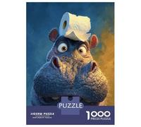 Rompecabezas De 1000 Piezas para Adolescentes Hippo with Toilet Paper on Head Rompecabezas para Adultos Juego De Ingenio Una Obra De Arte Gran Regalo para Jugar 70x50cm/1000pcs