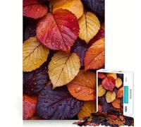 Rompecabezas de 1000 piezas para adolescentes hojas de otoño con gotas de agua Bordes limpios Juego de lógica Juego de ingenio Diversión para jugar despacio Actividad divertida para cumpleaños 38x52cm