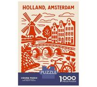 Rompecabezas De 1000 Piezas para Adolescentes Holland, Amsterdam Illustration Rompecabezas para Adultos Juego Familiar Difícil Difícil Cumpleaños Y Navidad 70x50cm/1000pcs