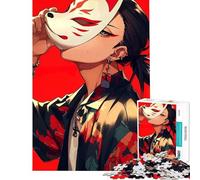 Rompecabezas de 1000 Piezas para Adolescentes Hombre con máscara de Kitsune Arte Digital Actividades Divertidas para Hacer en casa Un Reto difícil Juego práctico Apto para Mayores de 14 años 38x52cm