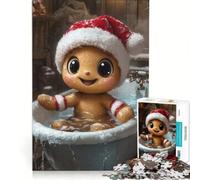 Rompecabezas de 1000 Piezas para Adolescentes Hombre de Jengibre en el baño, Inodoro navideño, decoración de Pared, Juguete para divertirse en Familia, para Fortalecer el Amor Entre Parejas 38x52cm