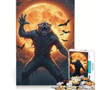 Rompecabezas de 1000 Piezas para Adolescentes Hombre Lobo Aullando a la Luna Juguete Educativo Un desafío difícil 50x75cm