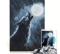 Rompecabezas de 1000 Piezas para Adolescentes Hombre Lobo Aullando bajo la Lluvia Divertido y desafiante Toda la Familia 38x26cm