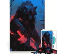 Rompecabezas de 1000 Piezas para Adolescentes Hombre Lobo Negro con Ojos Rojos Diseño de Corte preciso Juego Que estimula la Mente,Ideal para Relajarse o como decoración navideña 38x26cm