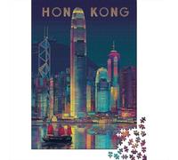 Rompecabezas De 1000 Piezas para Adolescentes Hong Kong Cityscape Rompecabezas para Adultos Juguetes De Bricolaje Difícil Difícil Diversión En El Hogar Actividades, 38x26cm/1000pcs