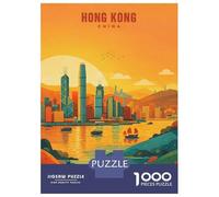 Rompecabezas De 1000 Piezas para Adolescentes Hong Kong Skyline at Sunset Rompecabezas para Adultos Juegos Relajantes Desafío Difícil Diversión En Casa Actividades, 38x26cm/1000pcs