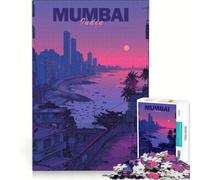 Rompecabezas de 1000 Piezas para Adolescentes Horizonte de Bombay al Atardecer decoración de Pared Ideal para Pasar el Tiempo en casa Durante Las Vacaciones para Fortalecer el Amor Entre Parejas