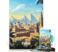 Rompecabezas de 1000 Piezas para Adolescentes Horizonte de El Cairo con pirámides Juego de Ajuste preciso,concentración,diversión,Ocio,Tiempo Libre,decoración navideña para la Pared (38x52cm)