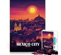 Rompecabezas de 1000 Piezas para Adolescentes Horizonte de la Ciudad de México al Atardecer Corte Diversión lógica Juguete Divertido Juego Tranquilo Diversión de cumpleaños (38x52cm)
