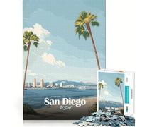 Rompecabezas de 1000 Piezas para Adolescentes Horizonte de Palmeras de San Diego,Juego de Bordes limpios,Juego de concentración,Regalo,Juego de Juego inactivo,Arte de Pared navideño (50x75cm)