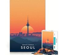Rompecabezas de 1000 Piezas para Adolescentes Horizonte de Seúl, Corea del Sur Juego de Bordes limpios Juguete de Desarrollo cognitivo Juego de Entretenimiento Regalo de decoración navideña (50x75cm)