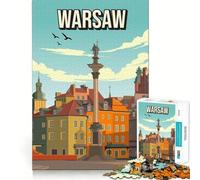 Rompecabezas de 1000 Piezas para Adolescentes Horizonte de Varsovia Polonia Paisaje Urbano de Corte Fino Entrenamiento de concentración Juego Divertido para Momentos de Tranquilidad