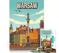 Rompecabezas de 1000 Piezas para Adolescentes Horizonte de Varsovia Polonia Paisaje Urbano de Corte Fino Entrenamiento de concentración Juego Divertido para Momentos de Tranquilidad
