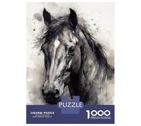 Rompecabezas De 1000 Piezas para Adolescentes Horse Beauty Black Ink Rompecabezas para Adultos Juegos Relajantes Mejora La Memoria Ayuda A Ejercitar El Cerebro 70x50cm/1000pcs