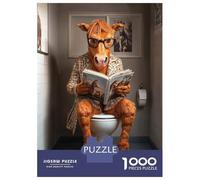 Rompecabezas De 1000 Piezas para Adolescentes Horse in Bathroom Reading Rompecabezas para Adultos Juego Familiar Decoración del Hogar Cumpleaños Y Navidad 38x26cm/1000pcs