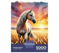 Rompecabezas De 1000 Piezas para Adolescentes Horse in Golden Field Rompecabezas para Adultos Juegos De Relajación Desafío Difícil Desafío Educativo 52x38cm/1000pcs