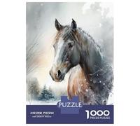 Rompecabezas De 1000 Piezas para Adolescentes Horse on A Snowy Day Rompecabezas para Adultos Juego Práctico Pero Divertido Y Humorístico Regalos para Reducir El Estrés 38x26cm/1000pcs