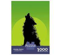 Rompecabezas De 1000 Piezas Para Adolescentes Howling Wolf Silhouette - Wild Nature on Green Rompecabezas Para Adultos Juegos Relajantes Ensamblaje De Patrones Regalos De Cumpleaños Y Únicos 70x50cm/1
