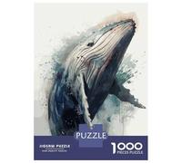 Rompecabezas De 1000 Piezas para Adolescentes Humpback Whale Watercolor Rompecabezas para Adultos Juegos De Relajación Ensamblaje De Patrones Diversión En Casa Actividades, 38x26cm/1000pcs