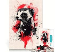 Rompecabezas de 1000 Piezas para Adolescentes Hurón de Patas Negras,articulaciones Lisas,Divertido Juego Mental,Regalo,Juego Relajante,Arte navideño para el Ocio 38x52cm
