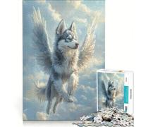 Rompecabezas de 1000 Piezas para Adolescentes: Husky con alas de ángel, Juegos educativos, decoración de Pared, para Fortalecer el Amor Entre Parejas 38x52cm