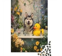 Rompecabezas De 1000 Piezas para Adolescentes Husky in Bubble Bath Rompecabezas para Adultos Juguetes DIY Alivio del Estrés Oferta como Regalos para Toda La Familia 38x26cm/1000pcs