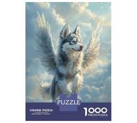 Rompecabezas De 1000 Piezas para Adolescentes Husky with Angel Wings Majestic Pet TributeFlying Husky with Wings Rompecabezas para Adultos Juego Práctico Regalo De Cumpleaños Regalos De Cumpleaños Ú
