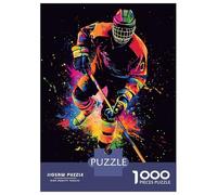 Rompecabezas De 1000 Piezas para Adolescentes Ice Hockey Player in Action Rompecabezas para Adultos Juegos Relajantes Decoración De Pared para Cumpleaños, Navidad 70x50cm/1000pcs