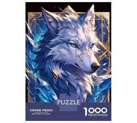 Rompecabezas De 1000 Piezas para Adolescentes Icy Wolf Portrait with Golden Accents Rompecabezas para Adultos Juguetes Antiestrés Análisis Y Lógica Cumpleaños Y Navidad 52x38cm/1000p