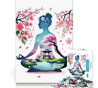 Rompecabezas de 1000 Piezas para Adolescentes,Ideal para la meditación Zen con Flores de Cerezo Juego de Memoria Divertido,con componentes Resistentes y fáciles de Transportar (38x26cm)