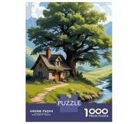 Rompecabezas De 1000 Piezas para Adolescentes Idyllic Cottage by A Stream Rompecabezas para Adultos Juego Práctico Mejora La Memoria para Cumpleaños, Navidad 38x26cm/1000pcs