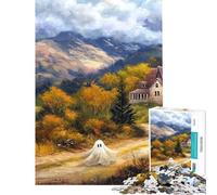Rompecabezas de 1000 Piezas para Adolescentes Iglesia tenebrosa en otoño Rompecabezas para Adultos Juego Interactivo decoración de Pared cumpleaños y Navidad (tamaño 38x26cm)