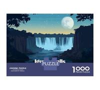 Rompecabezas De 1000 Piezas para Adolescentes Iguazu Falls at Night Illustration Rompecabezas para Adultos Juegos Familiares Mejora La Memoria Cumpleaños Y Navidad 52x38cm/1000pcs