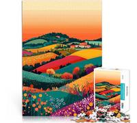 Rompecabezas de 1000 Piezas para Adolescentes Ilustración de Arte Minimalista con acogedoras colinas al Atardecer en Italia Juguetes de Juego Buen Regalo 75x50cm