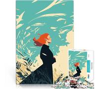 Rompecabezas de 1000 Piezas para Adolescentes Ilustración de Arte Minimalista de una Mujer en un Campo con Plumas para divertirse en Familia Obra de Arte 52x38cm