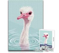 Rompecabezas de 1000 Piezas para Adolescentes, ilustración de Avestruz en el Agua, Hermoso diseño, Juego, Regalo de cumpleaños, Obra de Arte, tamaño 38x26cm