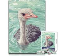 Rompecabezas de 1000 Piezas para Adolescentes, ilustración de Avestruz Nadando en el Agua, Ideal para un rato de Relax, Juguete Troquelado de precisión Fina, tamaño 38x52cm