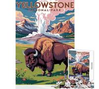 Rompecabezas de 1000 Piezas para Adolescentes Ilustración de Bisonte del Parque Nacional de Yellowstone Rompecabezas de 1000 Piezas Juegos relajantes Gran Regalo para Juegos y decoración del hogar