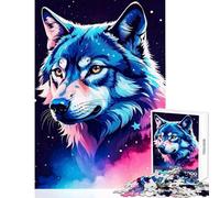 Rompecabezas de 1000 Piezas para Adolescentes ilustración de Cabeza de Lobo decoración del hogar Juguetes Obras de Arte Regalo Juegos Divertidos Entrena tu Cerebro y Tus Manos tamaño 38x26cm
