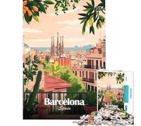 Rompecabezas de 1000 Piezas para Adolescentes ilustración de la Ciudad de Barcelona España Juguete Educativo y Relajante Ideal para Actividades Familiares o como Regalo de Amigo Invisible (38x26cm)