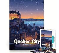 Rompecabezas de 1000 Piezas para Adolescentes Ilustración de la Ciudad de Quebec de Noche Corte Diversión lógica Juguete Juego Tranquilo Diversión de cumpleaños Juego 38x52cm