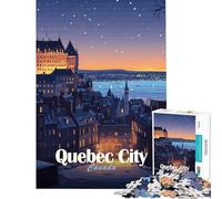 Rompecabezas de 1000 Piezas para Adolescentes Ilustración de la Ciudad de Quebec de Noche Juegos relajantes Juguetes adictivos para Cultivar la Paciencia Gran Regalo Un Reto difícil (Tamaño 38x52cm)
