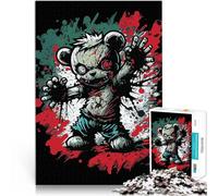 Rompecabezas de 1000 Piezas para Adolescentes Ilustración de Oso Zombi para divertirse en Familia Regalos de cumpleaños 52x38cm