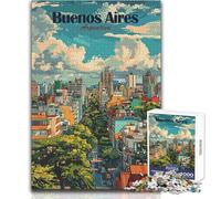 Rompecabezas de 1000 Piezas para Adolescentes, ilustración de Paisaje Urbano de Buenos Aires, Argentina, Juego Educativo Familiar, desafío difícil, Regalo Divertido, tamaño 38x26cm