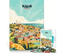 Rompecabezas de 1000 Piezas para Adolescentes,ilustración de Paisaje Urbano de Kigali,Ruanda,Juego de lógica Divertido y de Corte preciso,Juego Tranquilo,decoración navideña,Regalo (50x75cm)