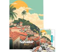 Rompecabezas de 1000 Piezas para Adolescentes Ilustración de Paisaje Urbano de Salvador Brasil Juegos relajantes Juguetes adictivos para Cultivar la Paciencia Gran Regalo Un Reto difícil (50x75cm)