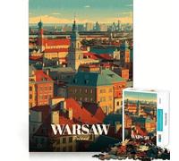 Rompecabezas de 1000 Piezas para Adolescentes Ilustración de Paisaje Urbano de Varsovia Polonia Juego de Ajuste Juguete Que desafía la Mente Momento de diversión y Tranquilidad Escena