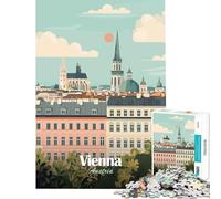 Rompecabezas de 1000 Piezas para Adolescentes Ilustración de Paisaje Urbano de Viena Austria Juego práctico y Divertido Juguetes Que fomentan la Paciencia Regalos artísticos y educativos 38x26cm