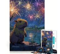 Rompecabezas de 1000 Piezas para Adolescentes Ilustración de un Capibara Viendo Fuegos Artificiales Arte de Bordes precisos Juego Divertido y Relajante para Entrenar la Mente Regalo de cumpleaños