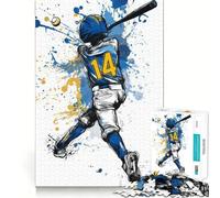 Rompecabezas de 1000 piezas para adolescentes Ilustración de un jugador de béisbol golpeando la pelota Arte de corte suave Juego mental Regalo ideal para relajarse y divertirse en Navidad Arte de ocio